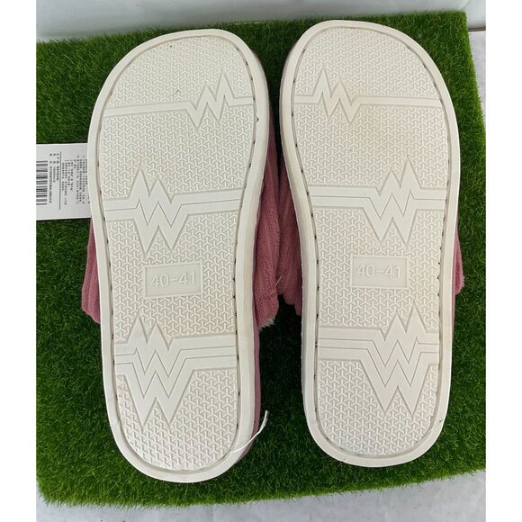NEW PINK Plush Lined Slippers Open Toe Design Size medium Cozy Indoor House Sh - Picture 4 of 4